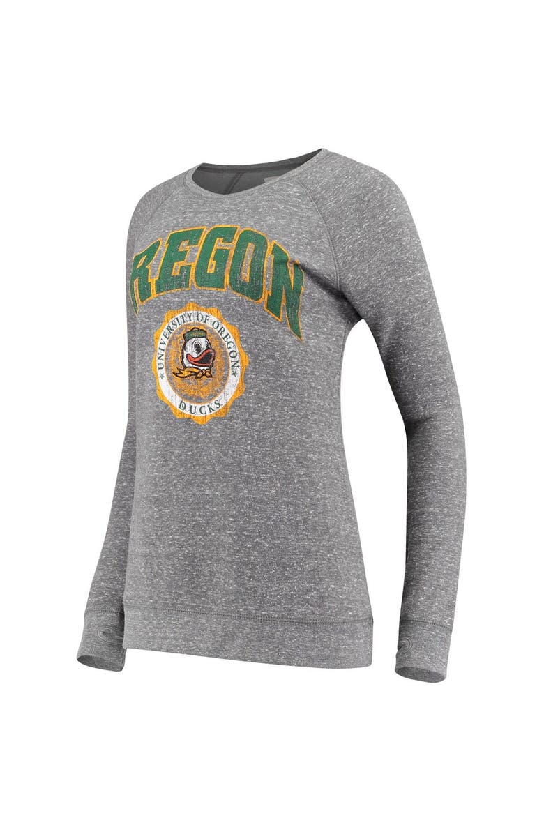 PRESSBOX Women's Pressbox Heathered Gray Oregon Ducks Edith Vintage Knobi Pullover Sweatshirt, Main, color, 