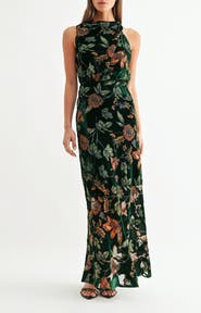 Adelyn Rae Athena Floral Burnout Maxi Dress