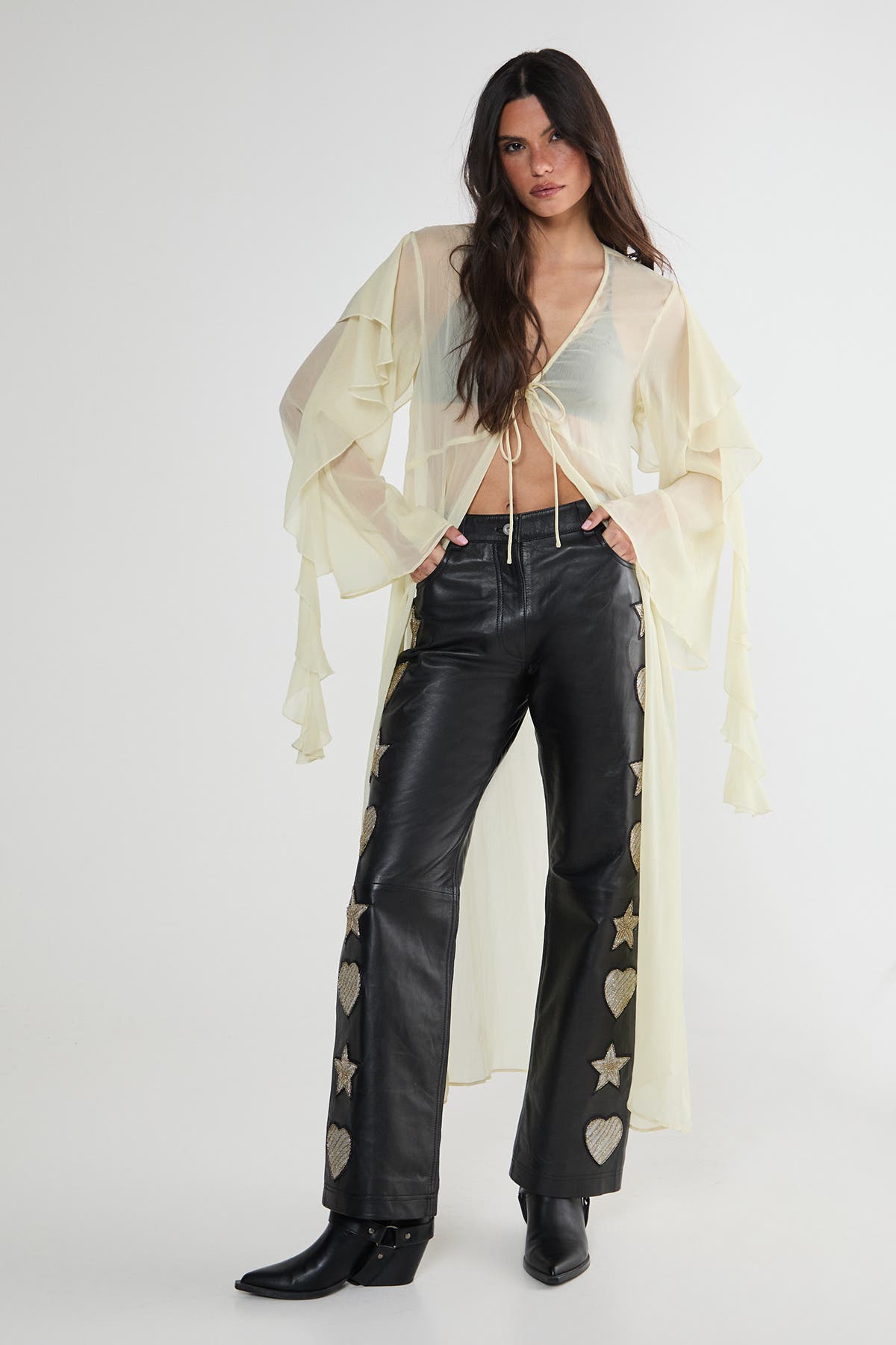 Leather Patched Pants - image 2