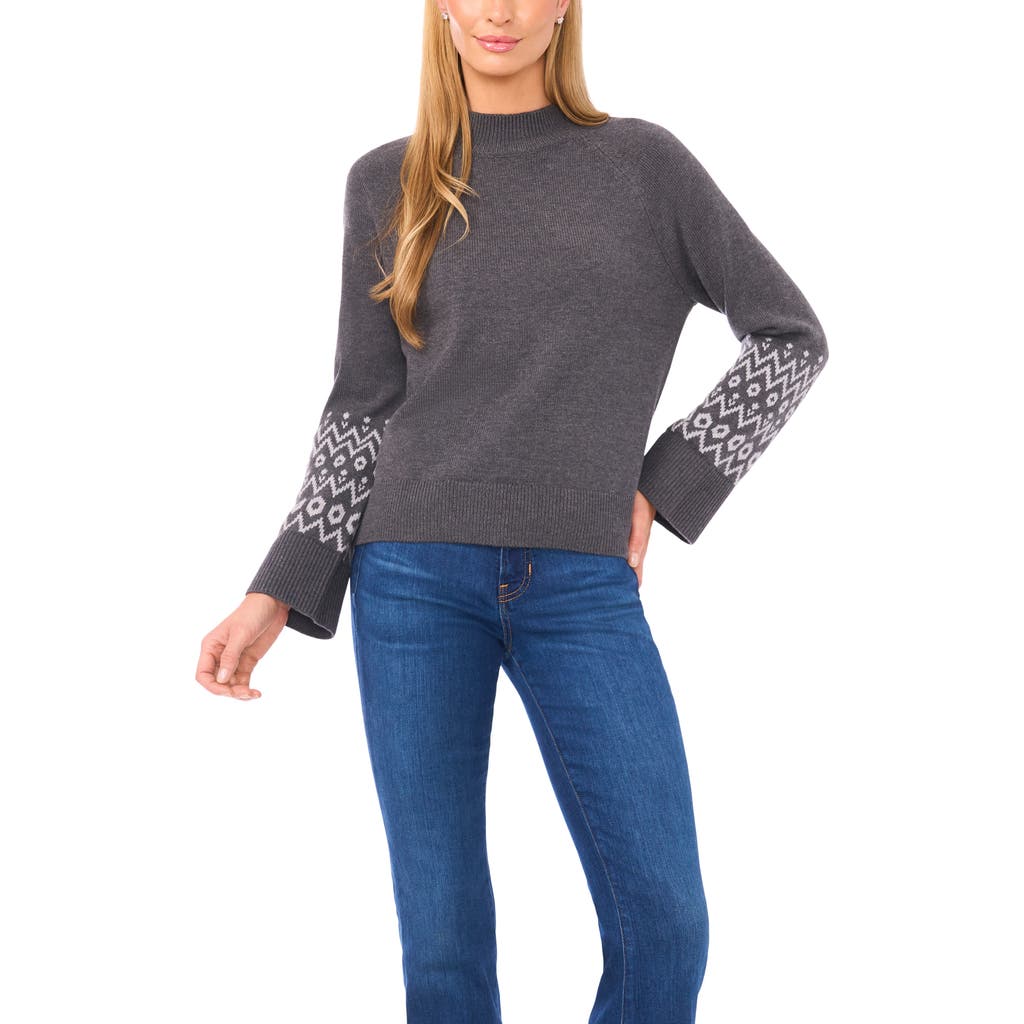 Halogenr Halogen(r) Fair Isle Accent Mock Neck Sweater In Gray