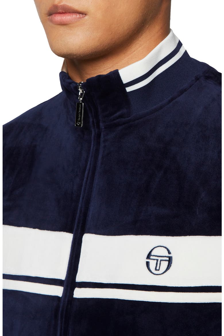 Damarindo Stretch Velour Track Jacket, Alternate, color, MARITIME BLUE