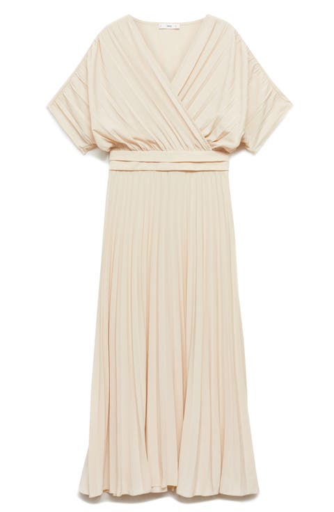 Pleated Faux Wrap Dress