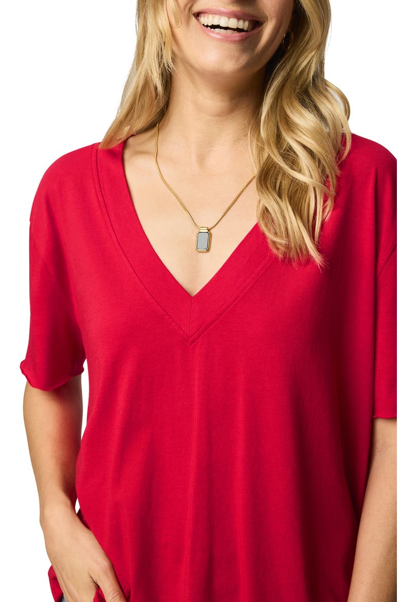 Kacey V-Neck T-Shirt, Alternate, color, ROUGE