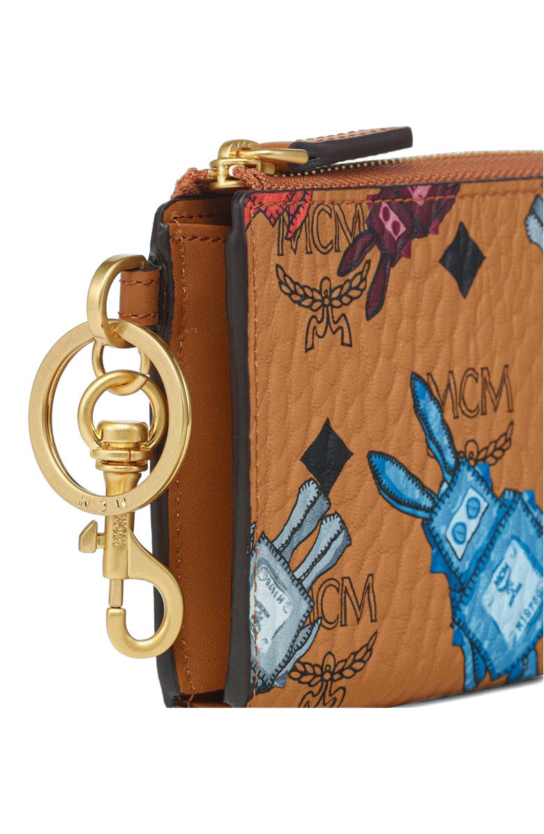 MCM Aren Card Pouch in Rabot Visetos, Alternate, color, Cognac