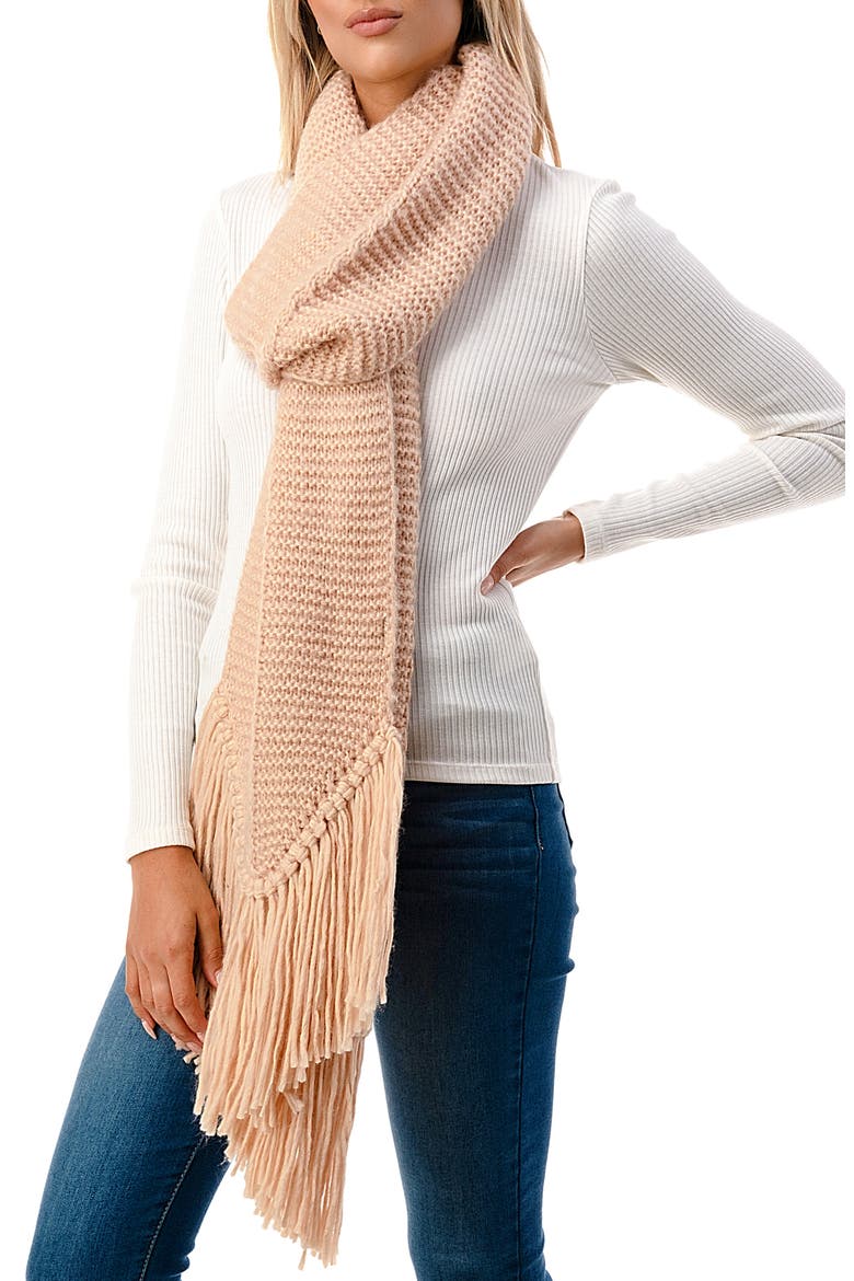 Fringe Trim Knit Scarf, Main, color, BLUSH