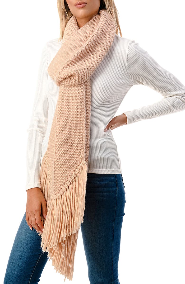 MARCUS ADLER Fringe Trim Knit Scarf, Main, color, Blush