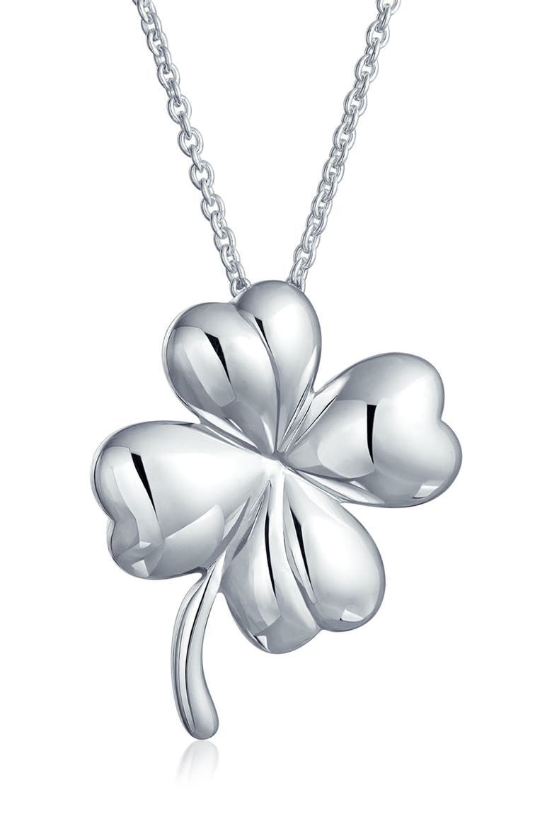 Four Leaf Clover Pendant Necklace, Main, color, SILVER