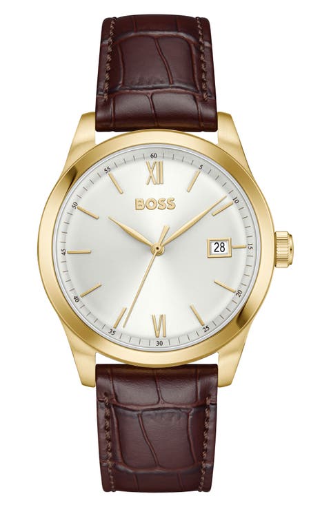 Langford Leather Strap Watch, 39mm