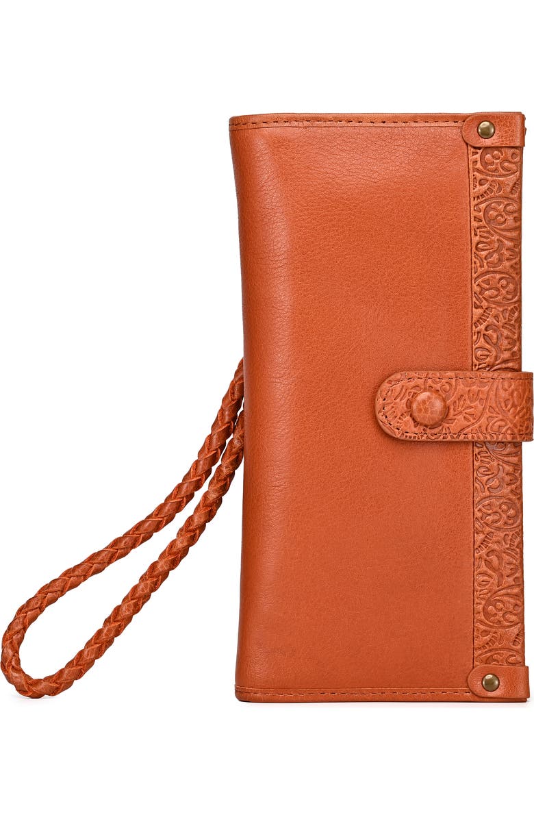 OLD TREND Iris Genuine Leather Modular RFID Wristlet Clutch, Main, color, Cognac