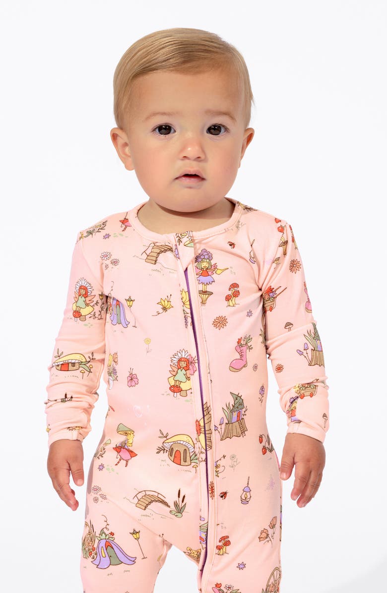 Bellabu Bear Fairy Garden Fitted One-Piece Zip Pajamas, Alternate, color, 