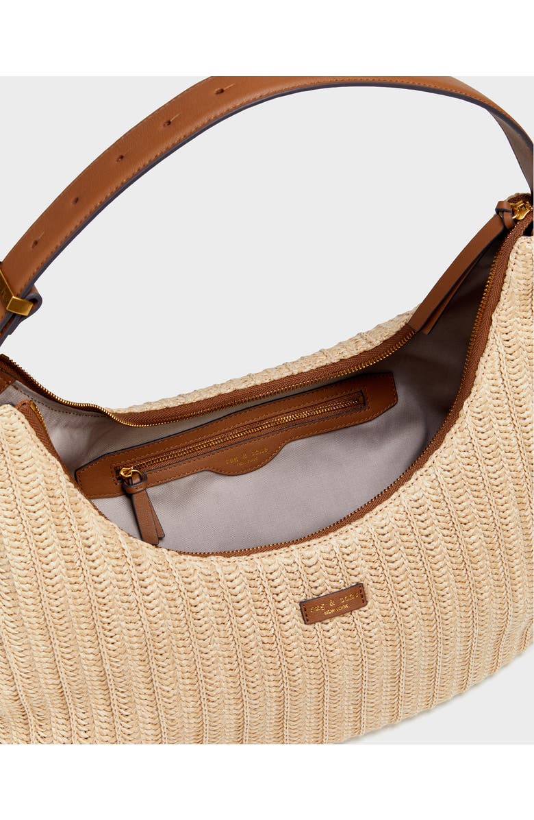 rag & bone Large Hudson Woven Straw Hobo Bag, Alternate, color, Natural