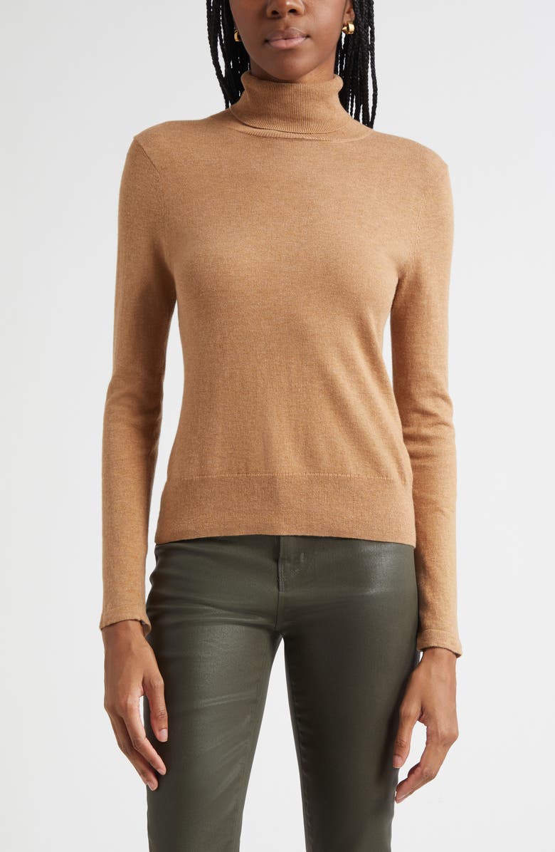 L'AGENCE FLORA POPLIN CUFF SWEATER, Main, color, Chestnut/ White