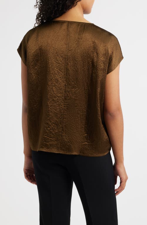 Eileen Fisher V-neck Square Satin Top In Brown