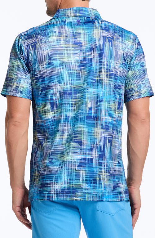 Robert Graham Salas Abstract Print Performance Golf Polo In Blue