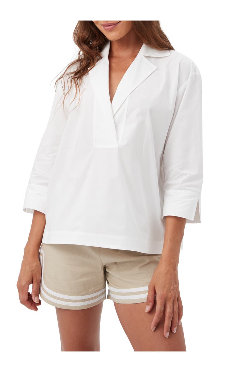 Trina Turk Envie 3/4 Sleeve Poplin Top, Main, color, 