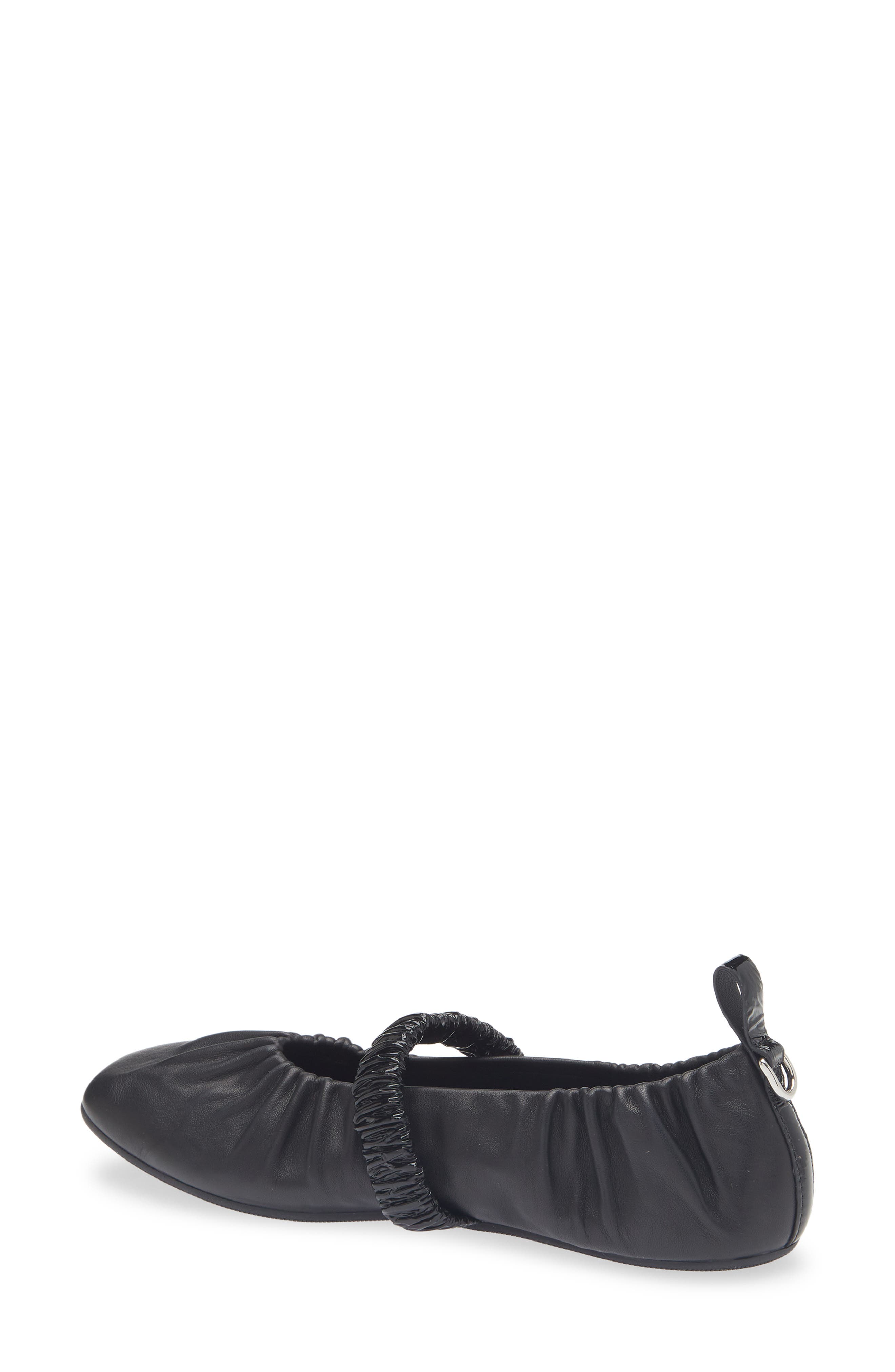 rag & bone Spire Ruched Mary Jane Flat, Alternate, color, Black