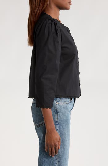 Donna Lace Trim Button-Up Top