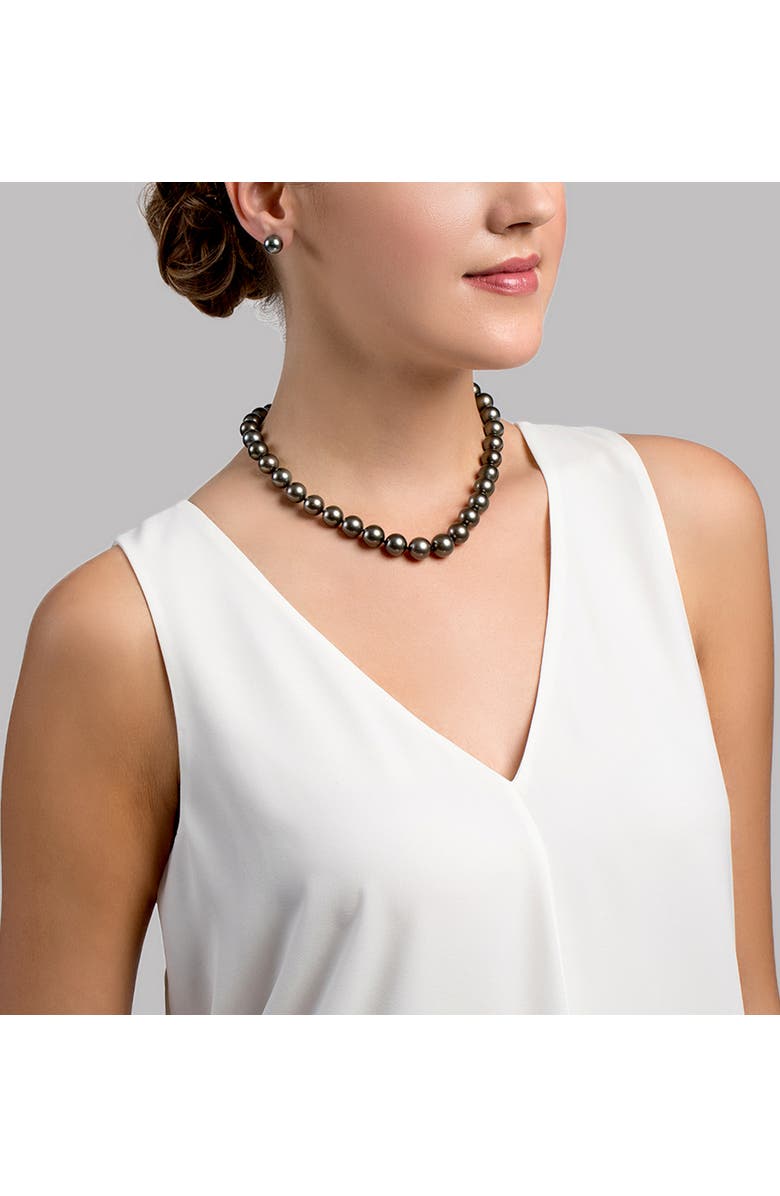 The Pearl Source 11-12mm Tahitian South Sea Pearl Necklace - AAA Quality, Main, color, Yellow Gold Clasp