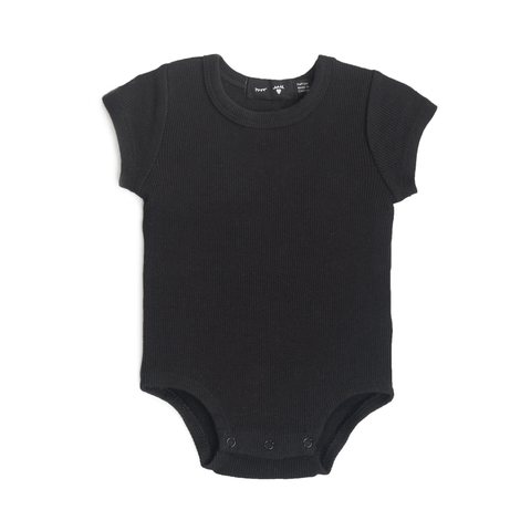 Rib Knit Short Sleeve Button Down Romper (Baby)