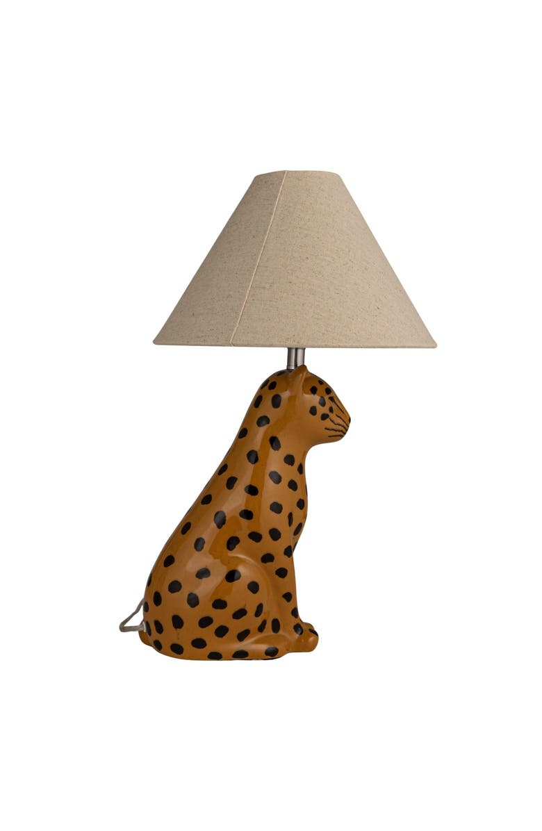 Storied Home Cheetah Table Lamp with Shade and Inline Switch, Alternate, color, Yellow