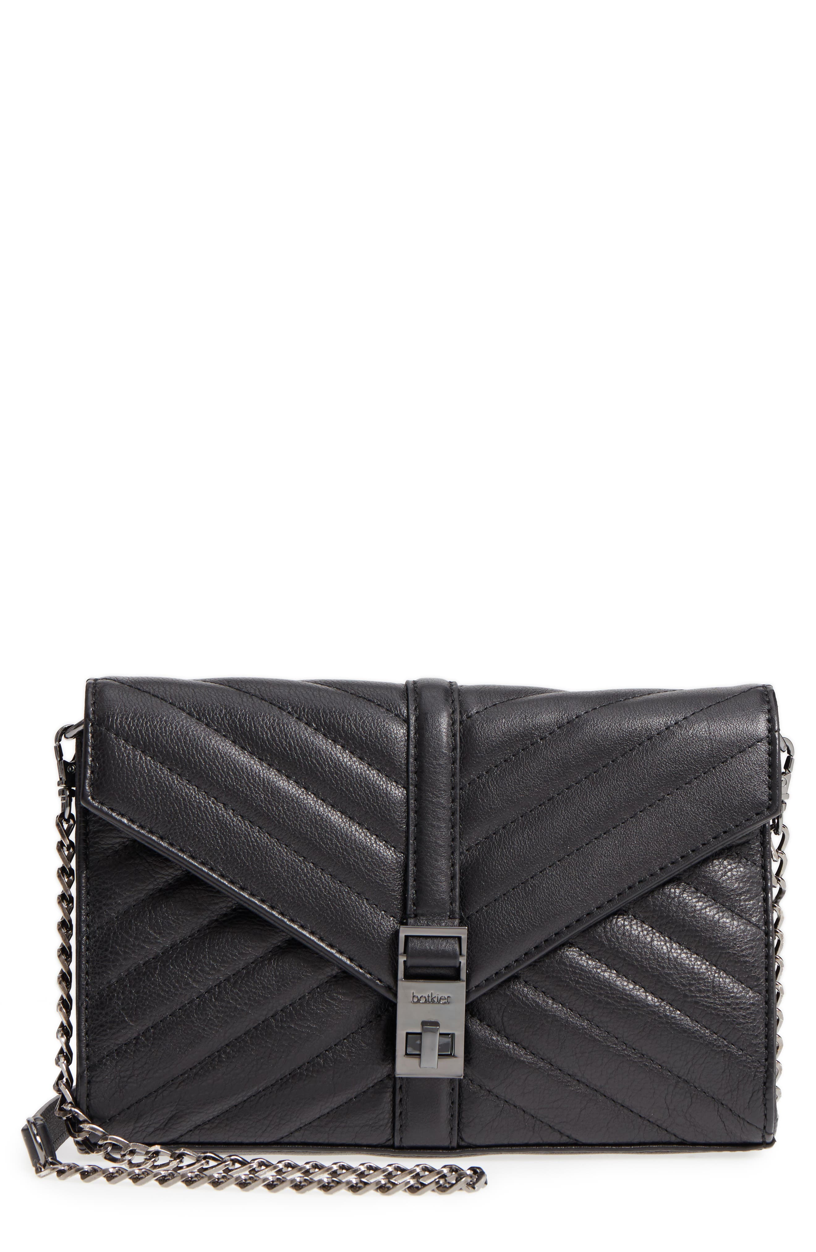 Dakota Quilted Leather Clutch, Main, color, BLACK