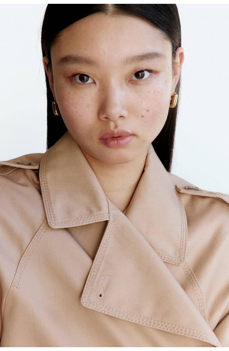 H&M Short trench coat, Alternate, color, Beige