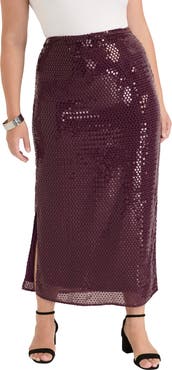 June + Vie Sequined Midi Skirt
