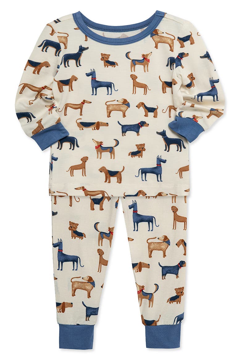 Kids' Puppies 4-Piece Pajama Set, Alternate, color, BLUE/ WHITE