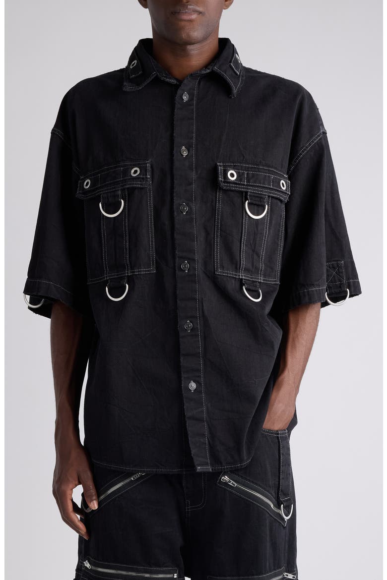 D-Ring Cotton Denim Utility Shirt, Main, color, LIGHTWEIGHT BLACK