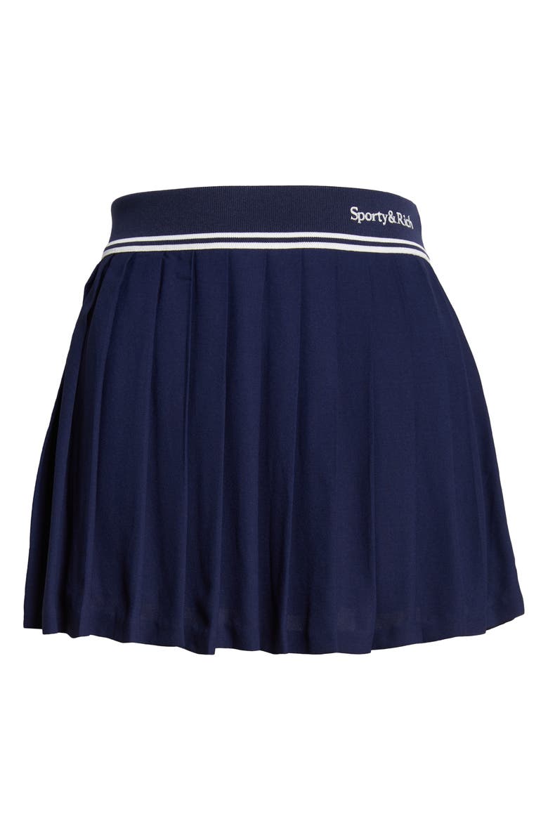 Sporty & Rich Abigail Pleated Skirt, Alternate, color, Navy