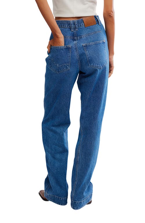 Free People Stick Around Slim Curve Relaxed Straight Leg Jeans In Blue