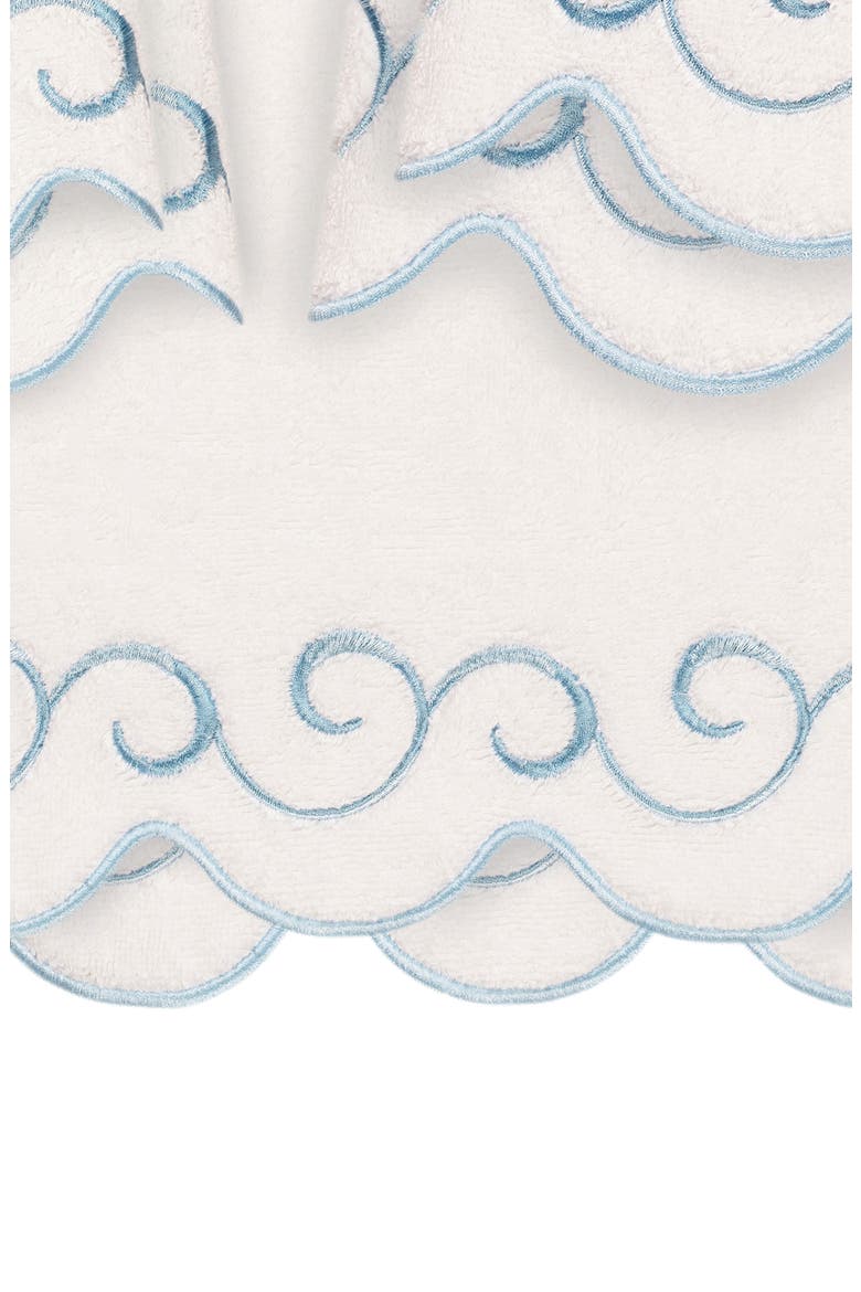 Simplicity Scallop 6-Piece Turkish Cotton Towel Set, Alternate, color, WHITE/ BLUE