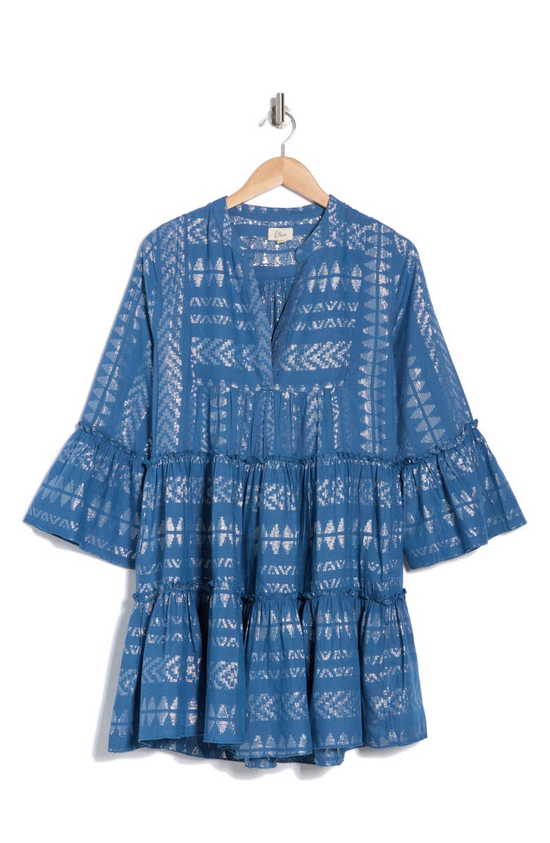 Elan Long Bell Sleeve Tiered Cover-Up Dress, Alternate, color, 
