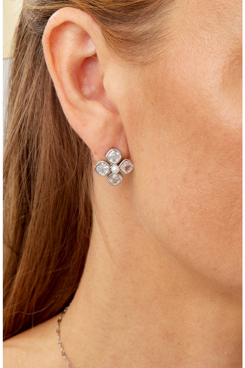 2-Piece Cultured Pearl & Cubic Zirconia Jewelry Set, Alternate, color, WHITE