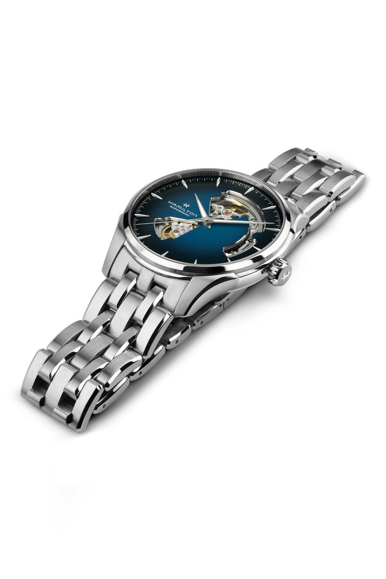 Jazzmaster Open Heart Automatic Bracelet Watch, 40mm, Alternate, color, BLUE