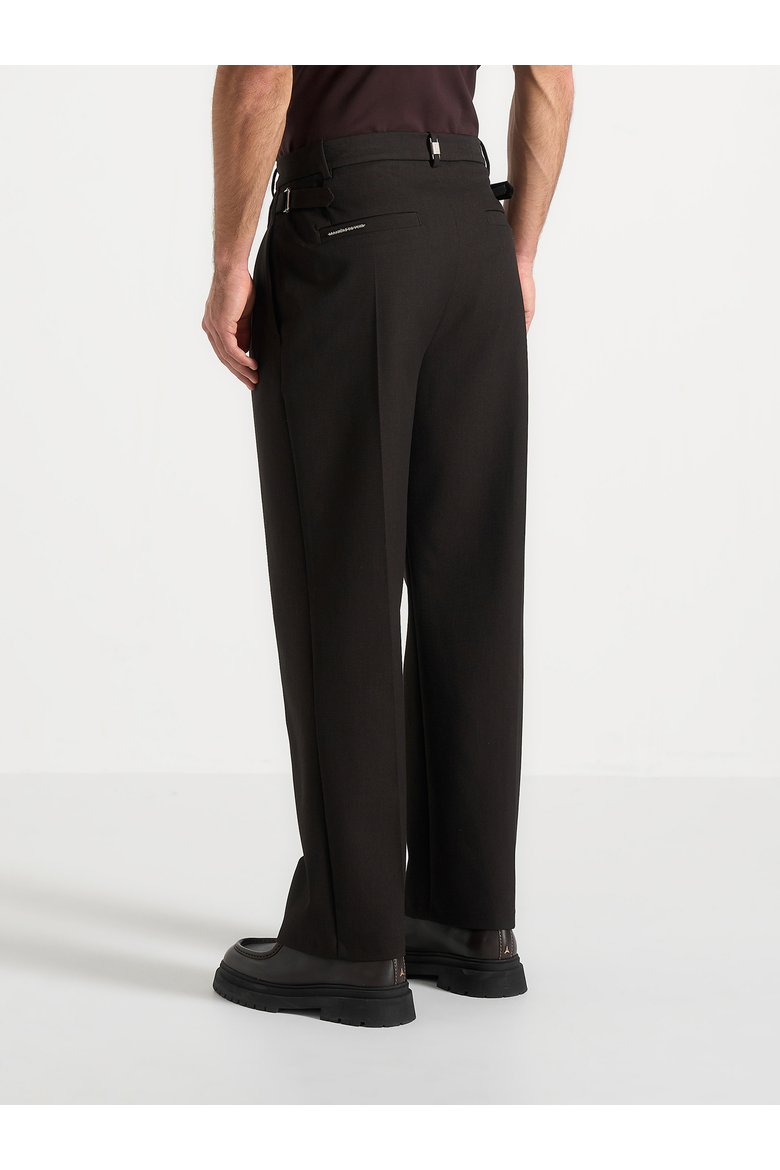 Pierre Fluid Pleat Front Trousers, Alternate, color, Dark Brown