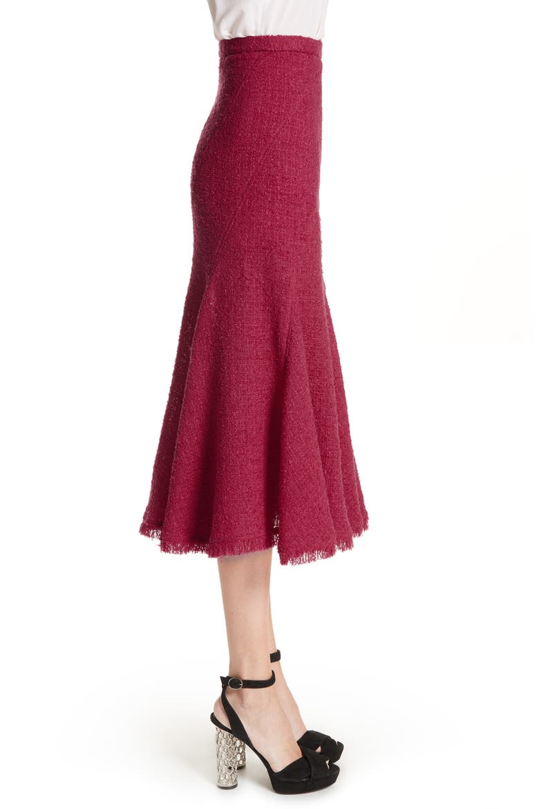 Flare Hem Tweed Skirt, Alternate, color, RASPBERRY