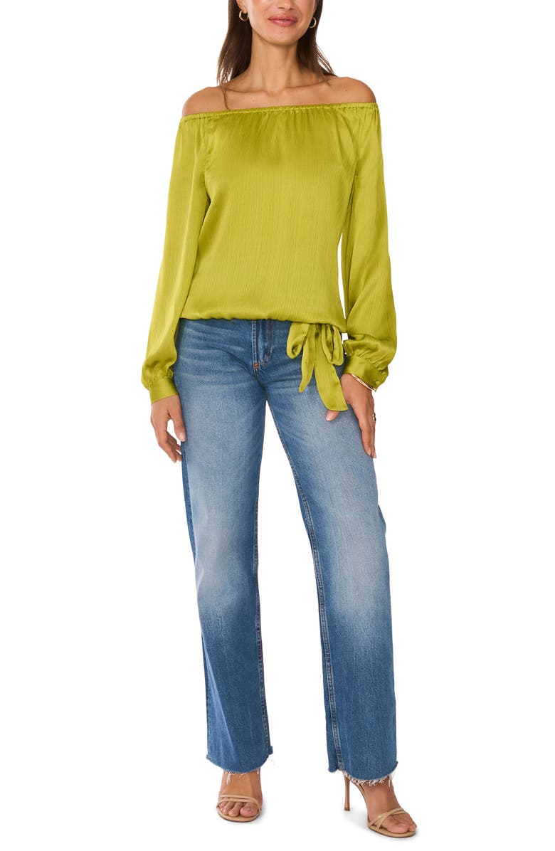 Vince Camuto Textured Satin Long Sleeve Top, Alternate, color, 