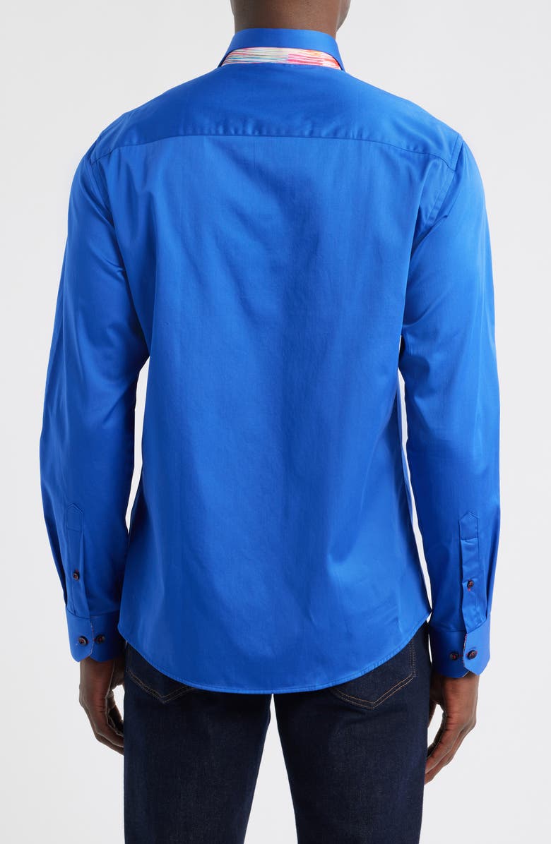 Siragusa Printed Silk Trim Dress Shirt, Alternate, color, Royal Blue