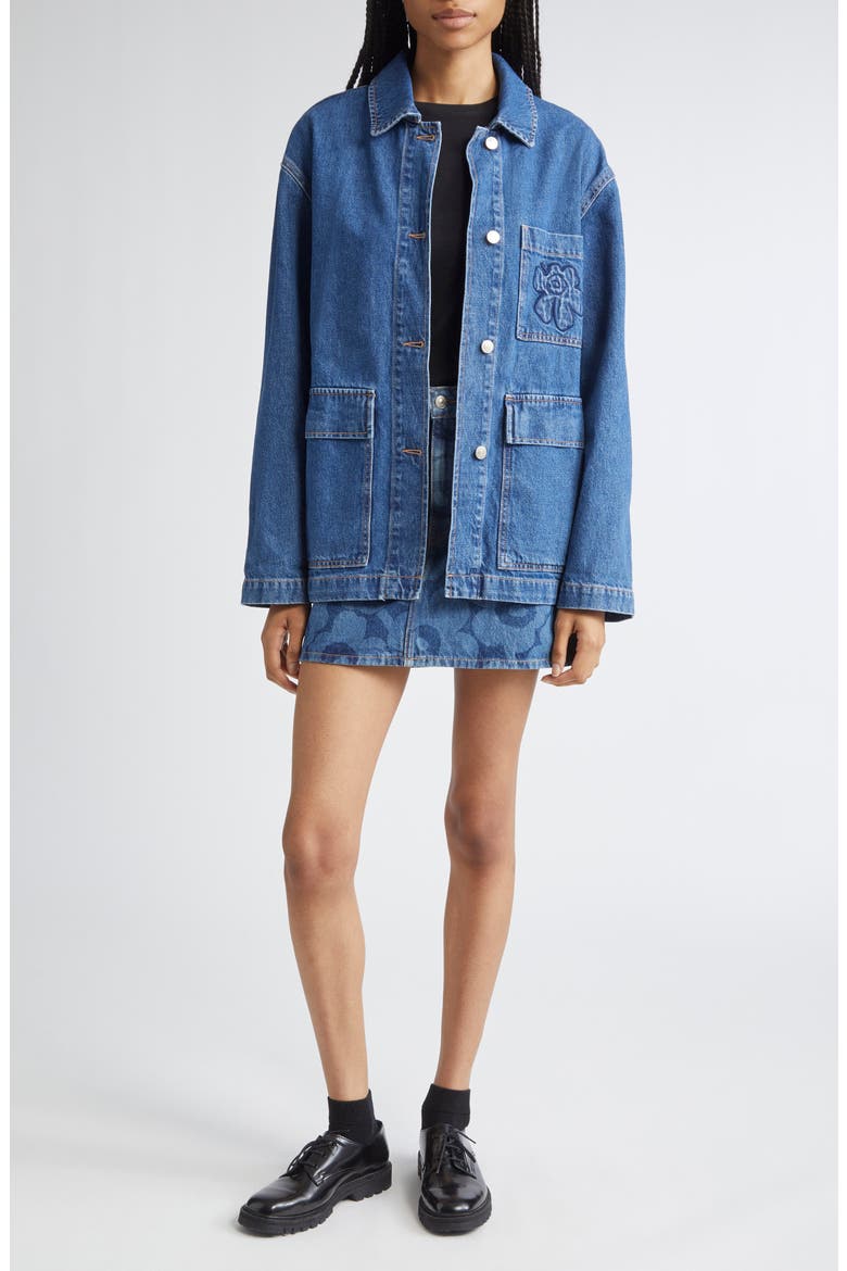 Maridenim Ruudut Unikko Denim Miniskirt, Alternate, color, MID INDIGO