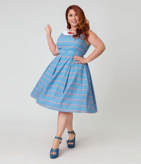 Plus Size 1960s Dancing Doll Swing Dress