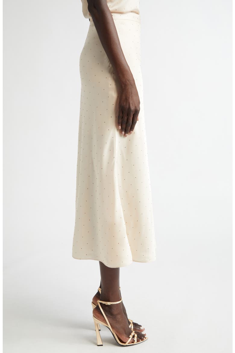 Crystal Embellished Stretch Satin Midi Skirt, Alternate, color, PUTTY