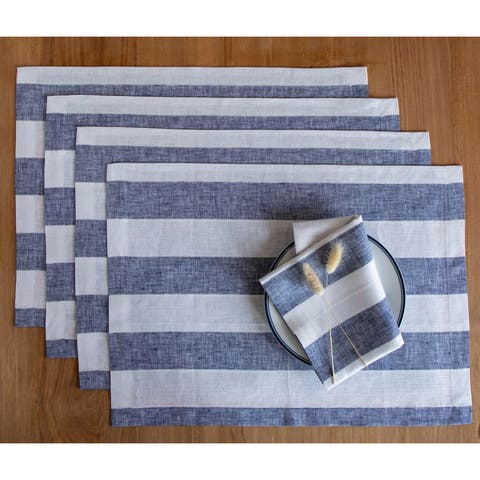 Linen Placemats - Cabana Stripe, 14" x 19" Inch