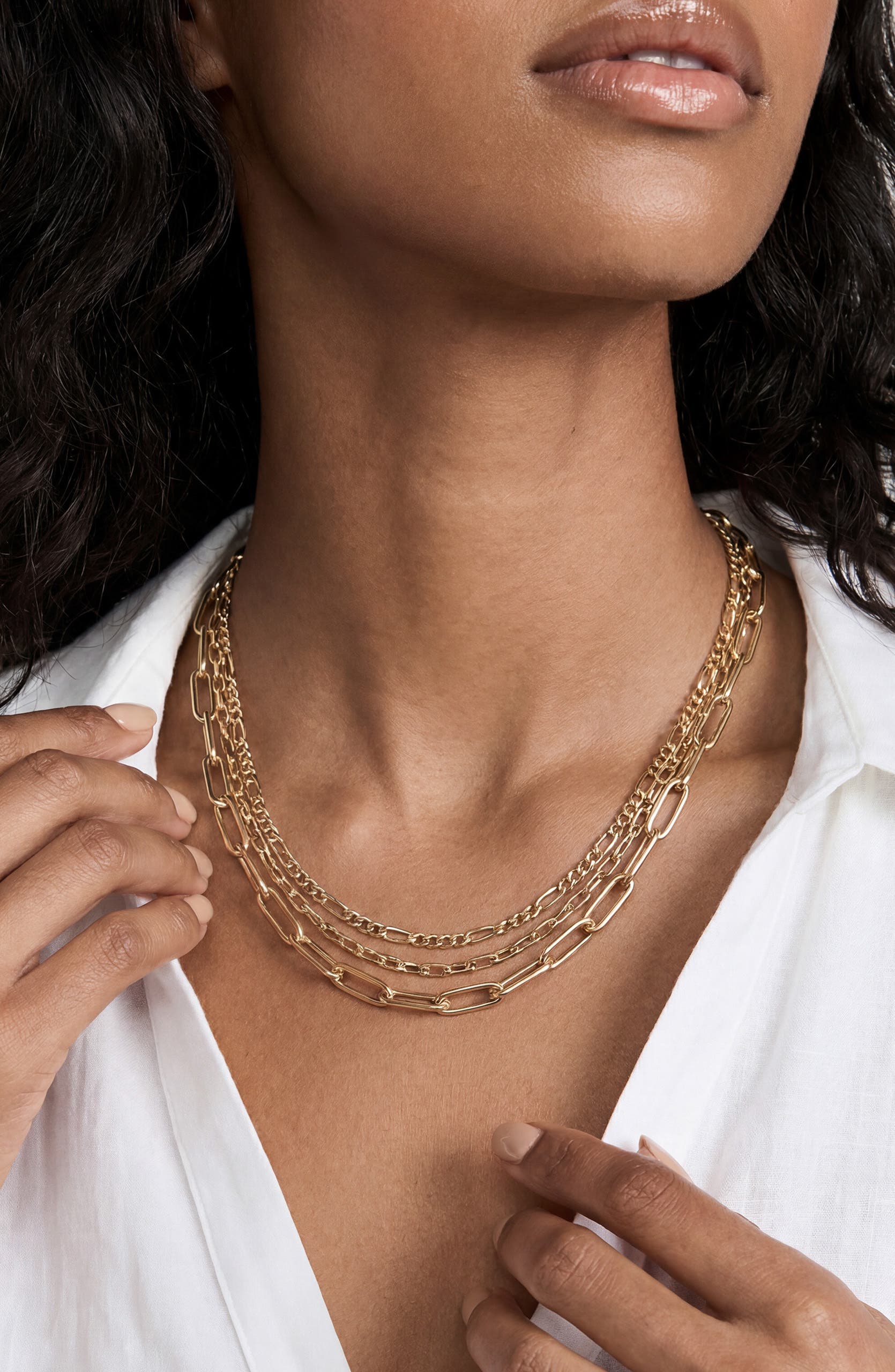 Ettika Triple Chain Layered Necklace (Women) | Nordstromrack