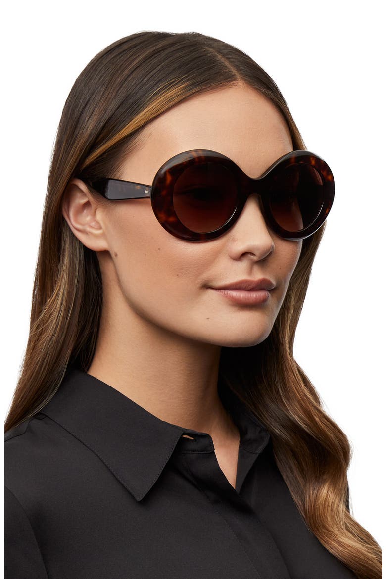 Dejeanne 50mm Round Sunglasses, Alternate, color, DARK BROWN
