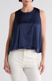 Renee C Bubble Hem Satin Top