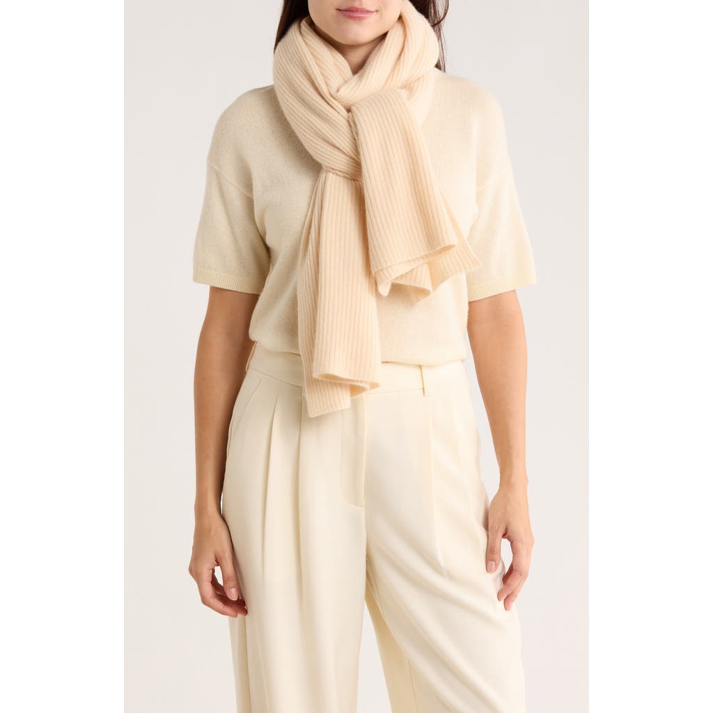 Portolano Cashmere Ribbed Wrap Scarf In Neutral