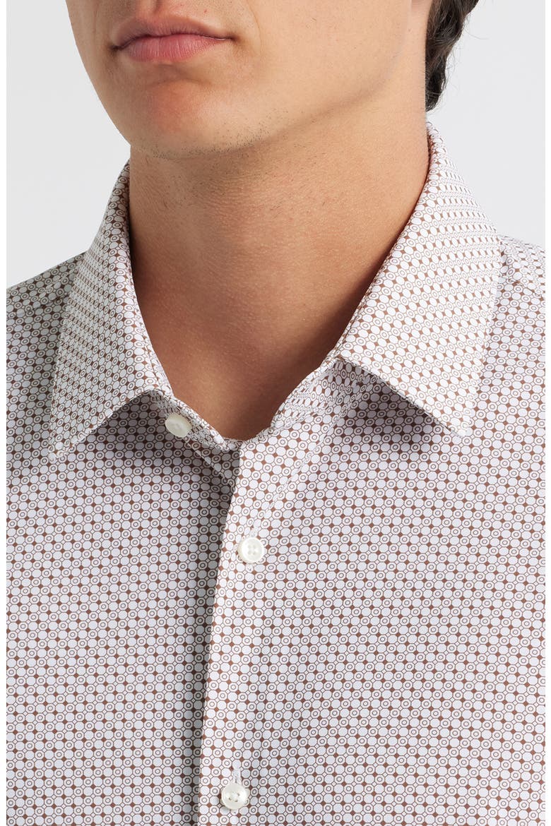 Hank Kent Slim Fit Grid Performance Twill Dress Shirt, Alternate, color, MEDIUM BROWN