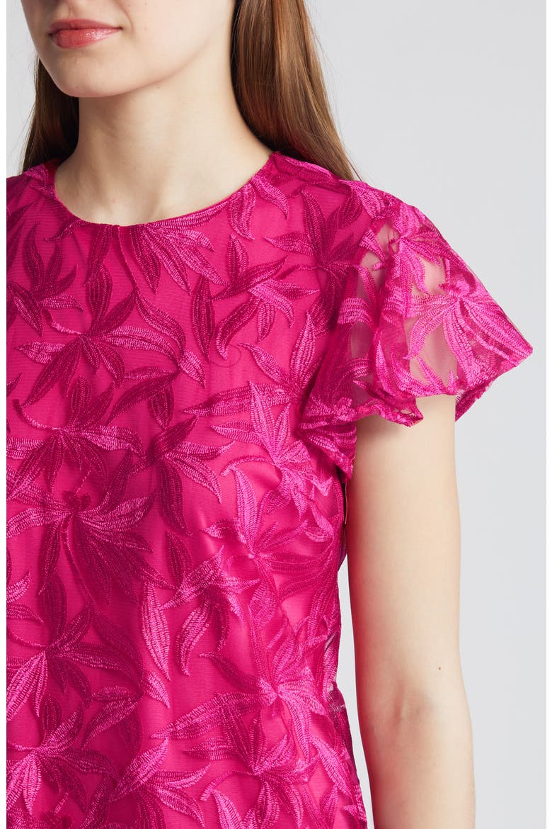 Leafy Embroidered Sheath Dress, Alternate, color, PINK