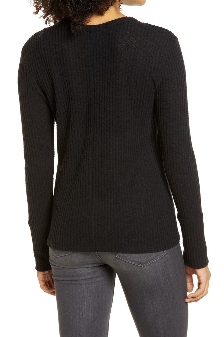 High Cuff Henley Top, Alternate, color, BLACK